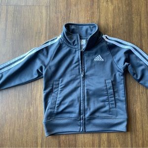 Adidas Jacket Boys 18 Month Track Suit Gray Grey White Stripe Full Zip
